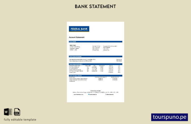 listo para imprimir plantilla de word   extracto del banco federal de la India